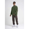 Biskilet Yaka Üç İplik SweatShirt - Haki