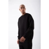 Biskilet Yaka Üç İplik SweatShirt - Siyah -