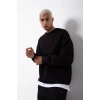 Biskilet Yaka Üç İplik SweatShirt - Siyah -