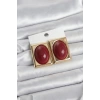 Bordo Kare Model Vintage Gold Renk Kadın Küpe - TJ-BKP11673