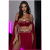 Bordo Pul Aksesuarlı Tül Etekli Kadın Seksi Gecelik