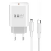C87C 30W Type-C Çıkışlı Ekstra DL50 1M Type-C to Lightning Kablolu PD Şarj Cihazı - Beyaz