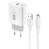 C89Q 1 Adet 30W Type-C ve 1 Adet 22.5W USB Çıkışlı Ekstra DL48 1M USB to Lightning Kablolu PD Şarj Cihazı - Beyaz
