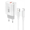 C89Q 1 Adet 30W Type-C ve 1 Adet 22.5W USB Çıkışlı Ekstra DL49 1M USB to Type-C Kablolu PD Şarj Cihazı - Beyaz