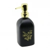 CAM KARE - SİYAH ŞİŞE--SARI KELEBEK-ÇiÇEK DESEN SIVI SABUNLUK 400ML GOLD PLASTİK POMPA (4887)