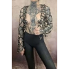 Çapraz Tasarım Uzun Kollu Deri Crop Bağlamalı Büstiyer Harness- Brf1076