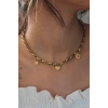 Çelik Gold Renk Kalın Zincir Model Kalp Figür Kadın Kolye - TJ-BKO6898