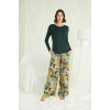 Çiçek Ve Yaprak Desenli Pijama Takımı