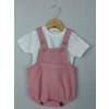 Çıçıtlı Zıbın ve Body Şapkalı Pamuklu Cepli 3lü Günlük Kız Çocuk Salopet Tulum