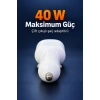 Çift Portlu Beyaz Oto Şarj Adaptörü