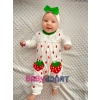 Çilek Nakışlı % 100 Pamuk Kız Bebek Tulumu