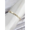 CM Kare Model Zirkon Taşlı VIP Seri Gold Renk Pirinç Kadın Bileklik TJ-BB8611
