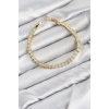 CM Şerit Model Zirkon Taşlı VIP Seri Gold Renk Pirinç Kadın Bileklik TJ-BB8606