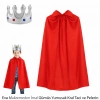 Çocuk Boy Kral Pelerini 90 cm ve Yumuşak Eva Kral Tacı Gümüş Renk (4887)