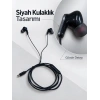 Dahili Mikrofonlu Type C Kablolu Kulaklık Siyah Gövde