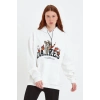 DANKES Baskılı Kapüşonlu Sweat - Beyaz -