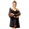 Dantel Detaylı Saten Gecelik Ve Sabahlık Takımı Kimono Set