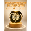 Dekoratif Yonca Görünümlü Işıklı Kristal Cam Küre USB Masa Gece Lambası