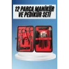 Deri Çantalı Siyah Paslanmaz Çelik 17 Parça Manikür Pedikür Seti