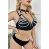 Deri Zincirli Göğüs Harness, Rave Party Aksesuar - Brf945