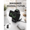 Dijital Saatli Kablosuz Şarj İstasyonu – 3’ü 1 Arada Apple Uyumlu Hızlı Şarj Ve Led Ekran Yeni Nesil