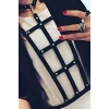 Dikdörtgen Detaylı Şık Deri Harness - Brf4