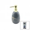 DİKEY TOMBUL GRİ MERMER DESEN SERAMİK SIVI SABUNLUK GOLD KAPAK (4887)