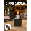 Doldurulabilir Siyah Benzinli Çakmak Metalik Yeni Nesil