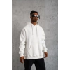 Düz Kapüşonlu Sweat - Beyaz -