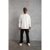 Düz Kapüşonlu Sweat - Beyaz -