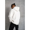 Düz Kapüşonlu Sweat - Beyaz -