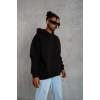 Düz Kapüşonlu Sweat - Siyah -