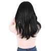 Düz Perçemli Orta Boy Fiber Sentetik Peruk - Siyah
