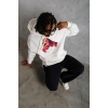 Eldiven Baskılı Kapüşonlu Sweat - Beyaz -