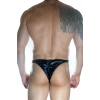 Erkek  Arkası Büzgülü Siyah Lame Brazillian Slip