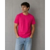 Erkek Basic Pamuklu Tişört Bisiklet Yaka Düz Renk Regular Fit T-Shirt - Fuşya
