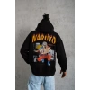 Erkek Baskılı Kapüşonlu 3 iplik pamuklu hoodie Sweatshirt - Siyah
