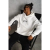 Erkek Baskılı Kapüşonlu ve Kanguru Cepli Sweatshirt hoodie - Beyaz