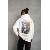 Erkek Baskılı Kapüşonlu ve Kanguru Cepli Sweatshirt hoodie - Beyaz