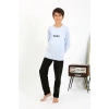 Erkek Çocuk Uzun Kol Penye Pijama Takım BuzMavisi