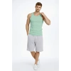 Erkek Fitilli Atlet Sıfır Yaka Slim Fit Arka Baskılı Spor Atlet - Mint Yeşili