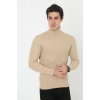 Erkek Fitilli Kaşkorse Kumaş Boğazlı Full Likralı Slimfit Body - Bej