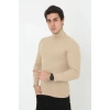 Erkek Fitilli Kaşkorse Kumaş Boğazlı Full Likralı Slimfit Body - Bej