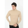 Erkek Fitilli Kaşkorse Kumaş Boğazlı Full Likralı Slimfit Body - Bej