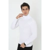 Erkek Fitilli Kaşkorse Kumaş Boğazlı Full Likralı Slimfit Body - Beyaz