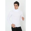 Erkek Fitilli Kaşkorse Kumaş Boğazlı Full Likralı Slimfit Body - Beyaz
