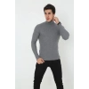 Erkek Fitilli Kaşkorse Kumaş Boğazlı Full Likralı Slimfit Body - Füme