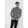 Erkek Fitilli Kaşkorse Kumaş Boğazlı Full Likralı Slimfit Body - Füme