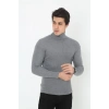 Erkek Fitilli Kaşkorse Kumaş Boğazlı Full Likralı Slimfit Body - Füme