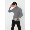 Erkek Fitilli Kaşkorse Kumaş Boğazlı Full Likralı Slimfit Body - Füme